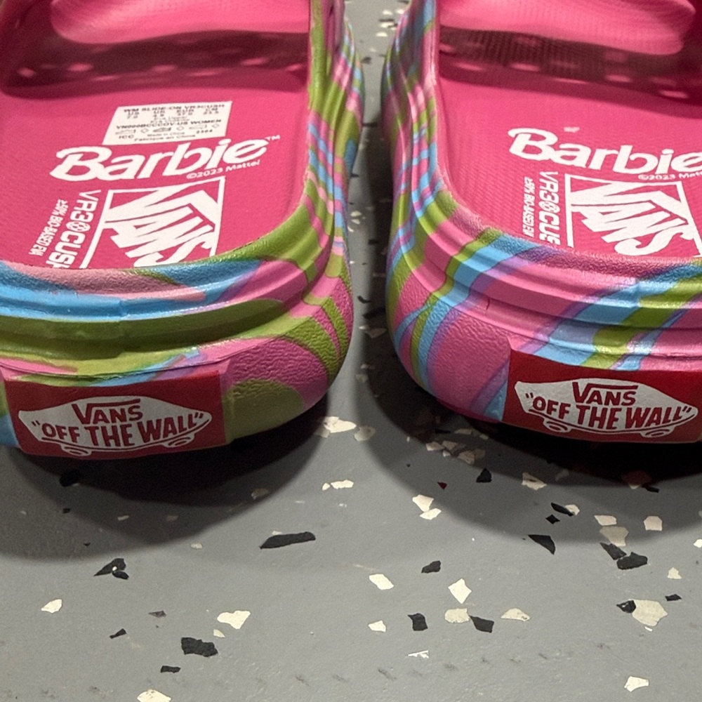 Vans Barbie Vibrant Slide Sandals - Pink, Green, Blue - Picture 5 of 7